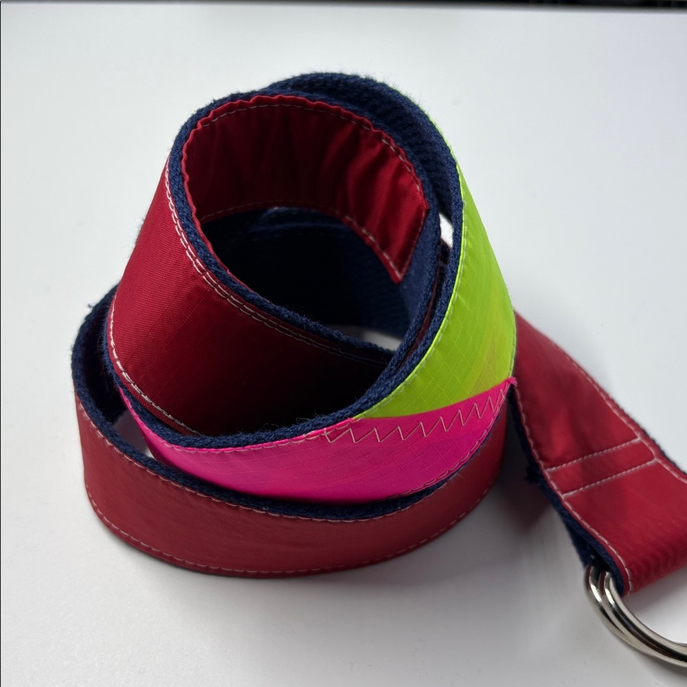 Windward Nantucket Recycled Sail Canvas D-ring Belt Red Pink Yellow Men's Large